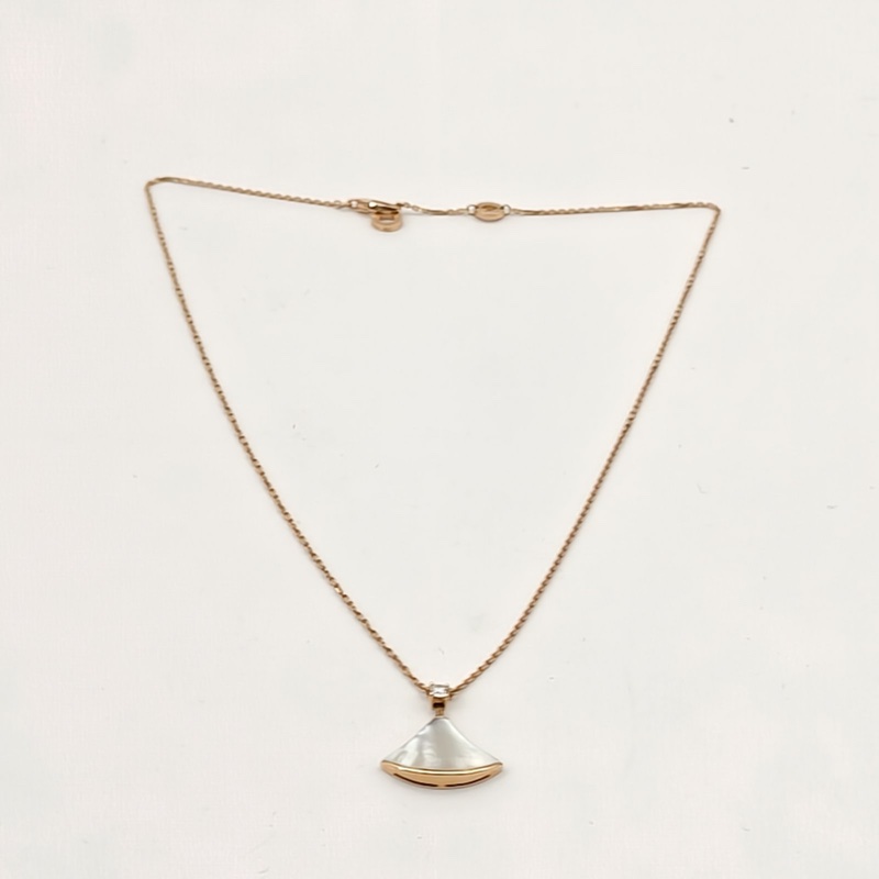 BVLGARI DIVASDREAM白母貝單鑽小扇子項鏈大號18K玫瑰金/鑽石/白貝母-4