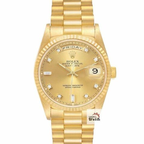 ROLEX 勞力士 18038 Day-Date 蠔式日誌 18K金 金十鑽面 錶徑36mm 自動上鍊 G223