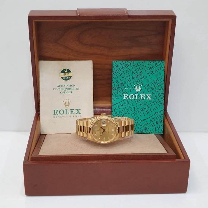 ROLEX 勞力士 18038 Day-Date 蠔式日誌 18K金 金十鑽面 錶徑36mm 自動上鍊 G223-9