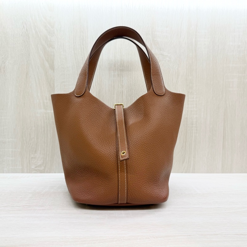 Hermes 🤎37棕金釦TC皮Picotin22/H060991CC-1