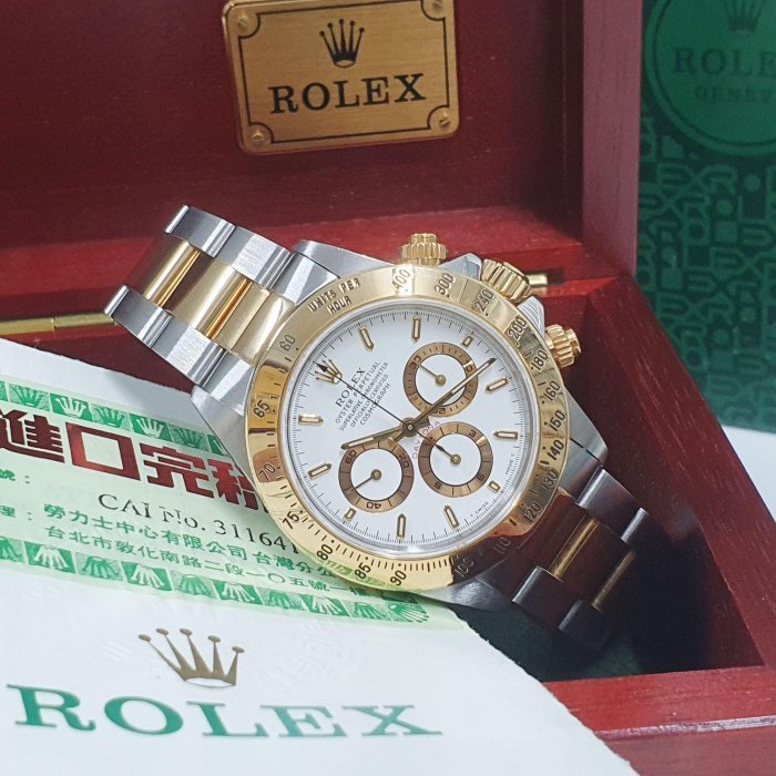 【大眾名錶】ROLEX 勞力士 16523 Daytona 罕見老勞大全套 美品 U字頭 底蓋貼紙 白色面盤 B038-1