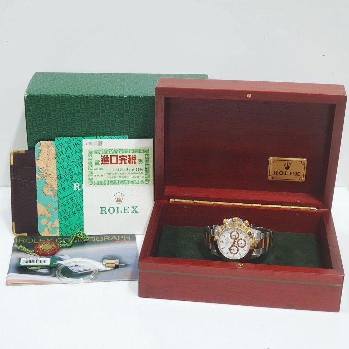 【大眾名錶】ROLEX 勞力士 16523 Daytona 罕見老勞大全套 美品 U字頭 底蓋貼紙 白色面盤 B038-9