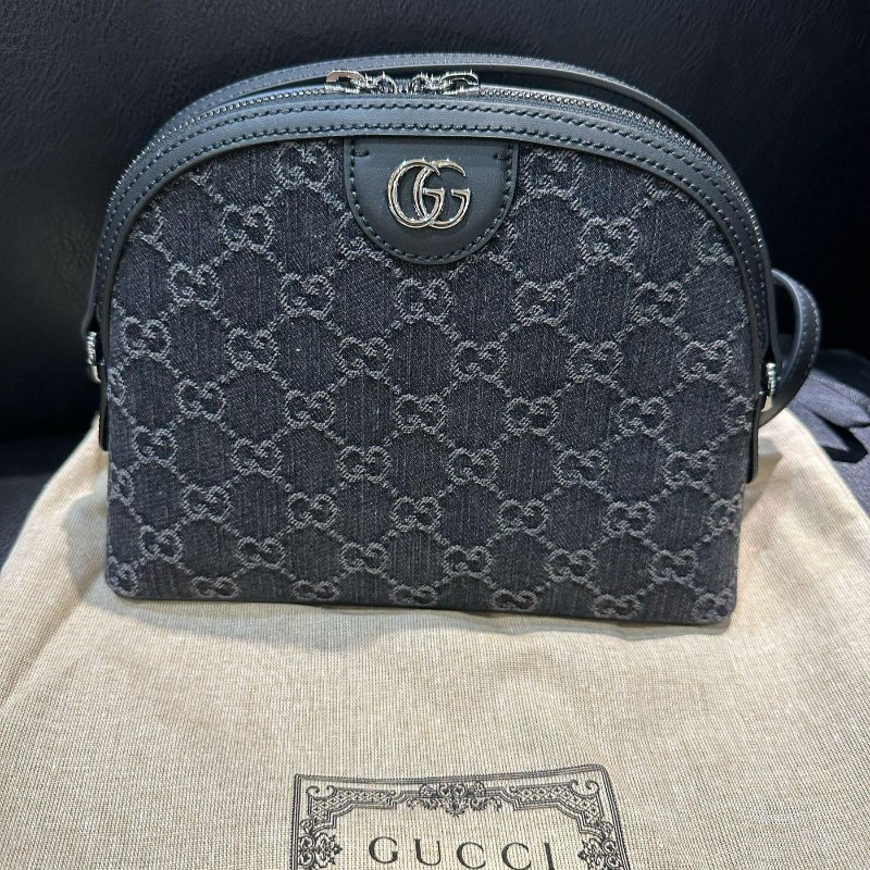 💎Han's house精品服飾💎GUCCI 古馳 GG Ophidia 雙G 牛仔布 肩背包 半月包 貝殼包 499621 現貨 原價63300-0
