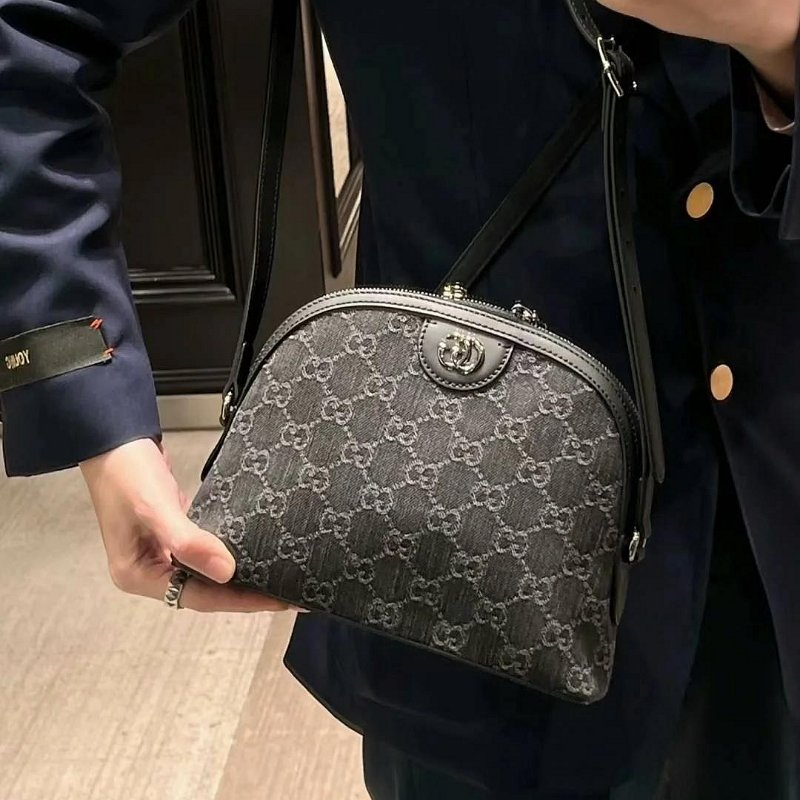 💎Han's house精品服飾💎GUCCI 古馳 GG Ophidia 雙G 牛仔布 肩背包 半月包 貝殼包 499621 現貨 原價63300-2