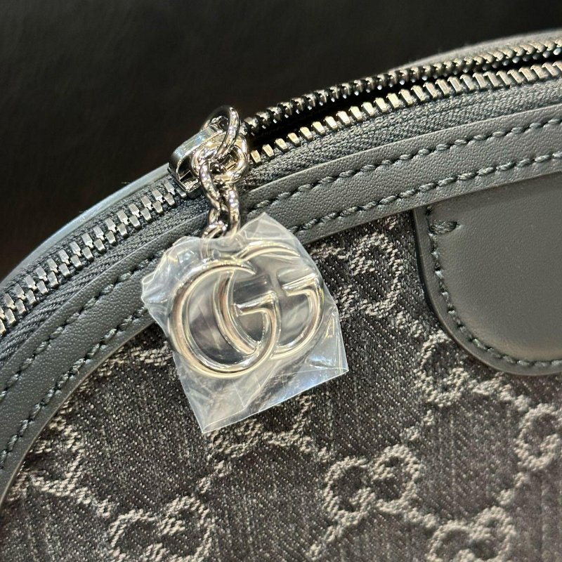 💎Han's house精品服飾💎GUCCI 古馳 GG Ophidia 雙G 牛仔布 肩背包 半月包 貝殼包 499621 現貨 原價63300-9