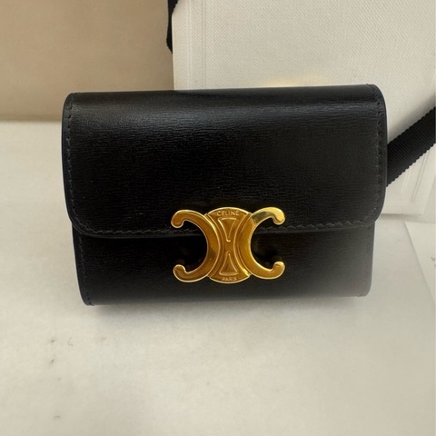 Celine 大全配 二合一短夾 TRIOMPHE配零錢袋短款錢包