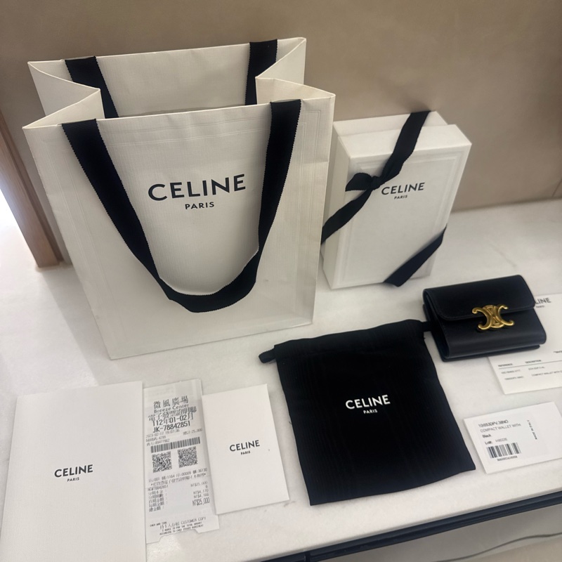 Celine 大全配 二合一短夾 TRIOMPHE配零錢袋短款錢包-11