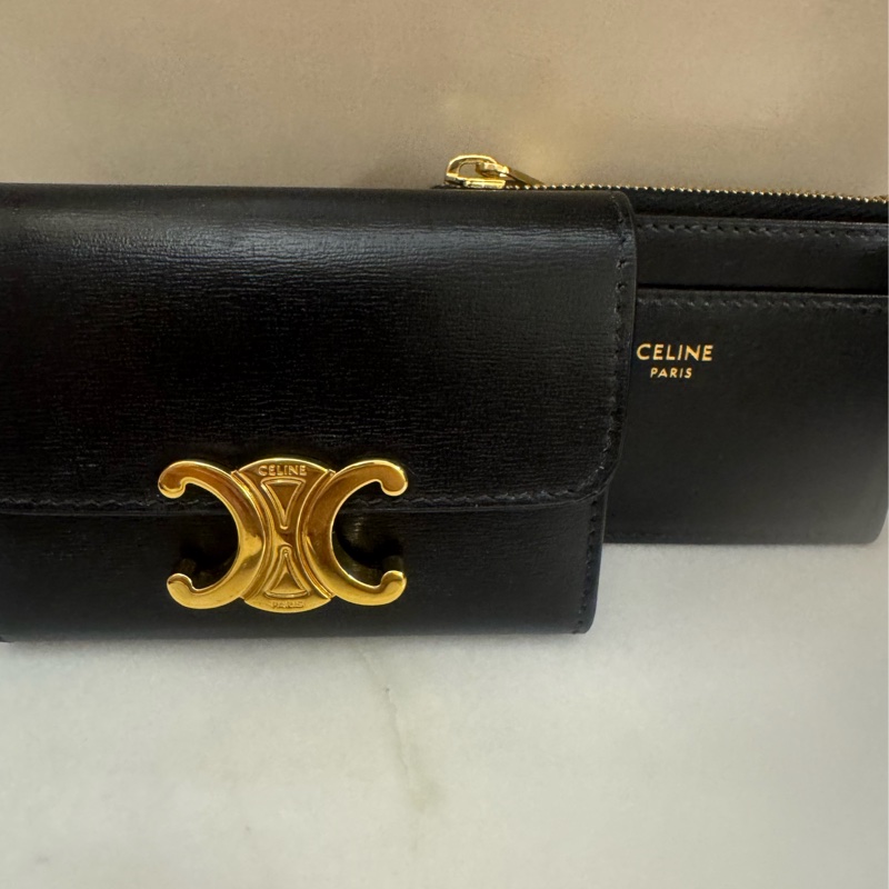 Celine 大全配 二合一短夾 TRIOMPHE配零錢袋短款錢包-12