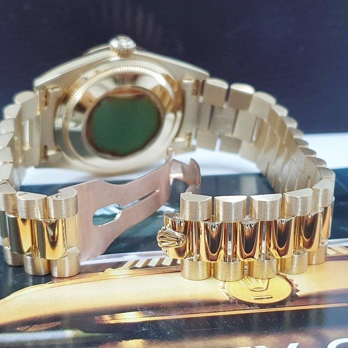 【大眾名錶】ROLEX 勞力士 18238 Day-Date 蠔式18K金 紅蟳錶 市場少見 小紅寶多層鑽面盤 B1092-6