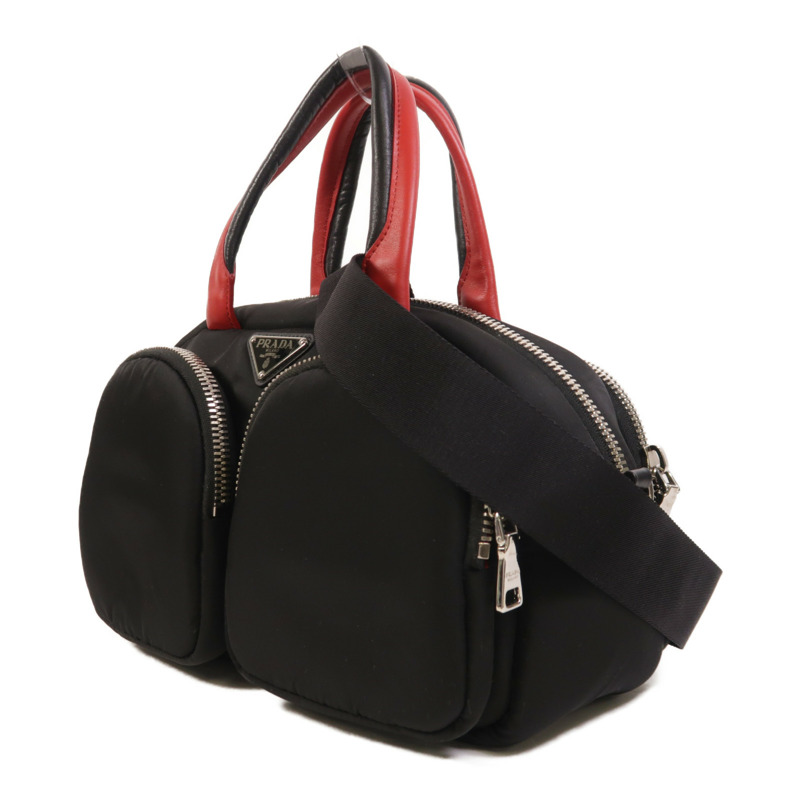 PRADA 尼龍2 Way Shoulder銀扣手挽肩背兩用袋-2