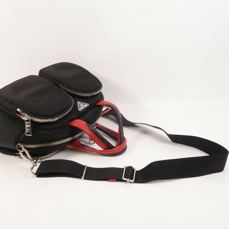 PRADA 尼龍2 Way Shoulder銀扣手挽肩背兩用袋-8