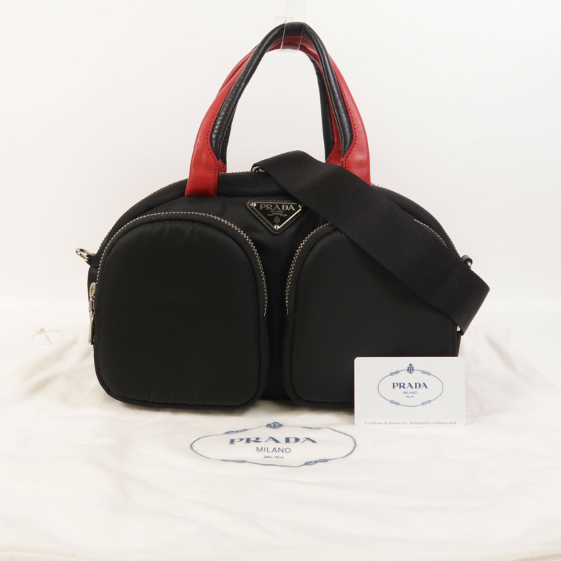 PRADA 尼龍2 Way Shoulder銀扣手挽肩背兩用袋-9