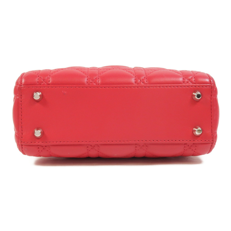 Dior 羊皮皮革Lady Dior Mini銀扣手挽肩背兩用袋-3