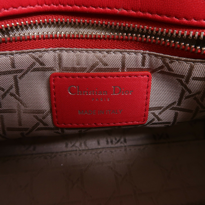 Dior 羊皮皮革Lady Dior Mini銀扣手挽肩背兩用袋-5