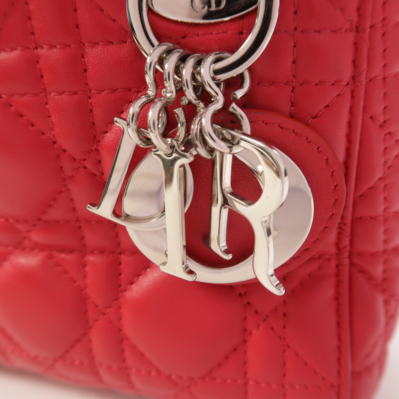 Dior 羊皮皮革Lady Dior Mini銀扣手挽肩背兩用袋-16