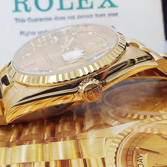 【大眾名錶】ROLEX勞力士 18238 Day-Date 18K金 6.9T鑽面 全配件 錶帶原況 大眾名錶B1063-5