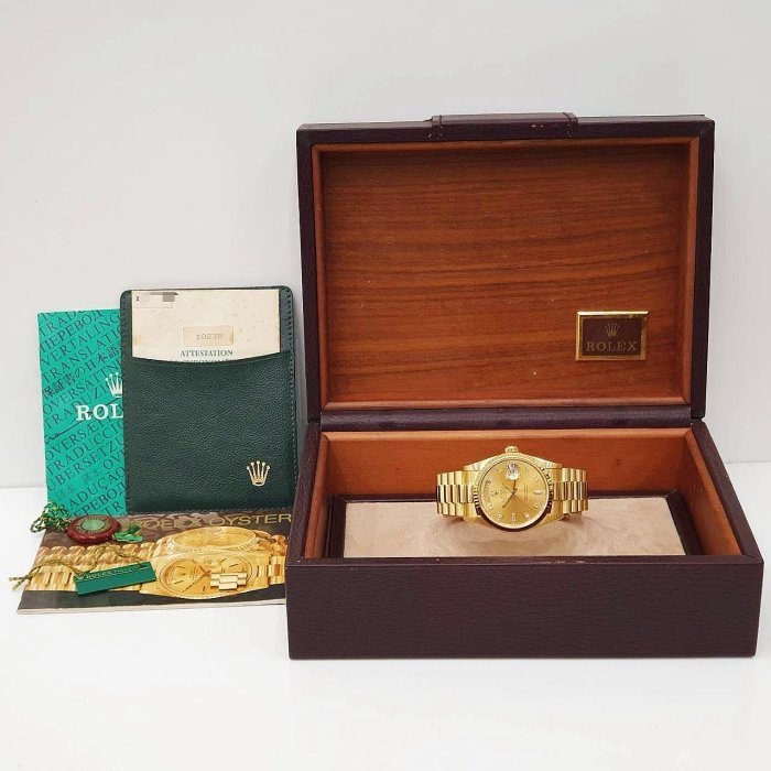 【大眾名錶】ROLEX勞力士 18238 Day-Date 18K金 6.9T鑽面 全配件 錶帶原況 大眾名錶B1063-9