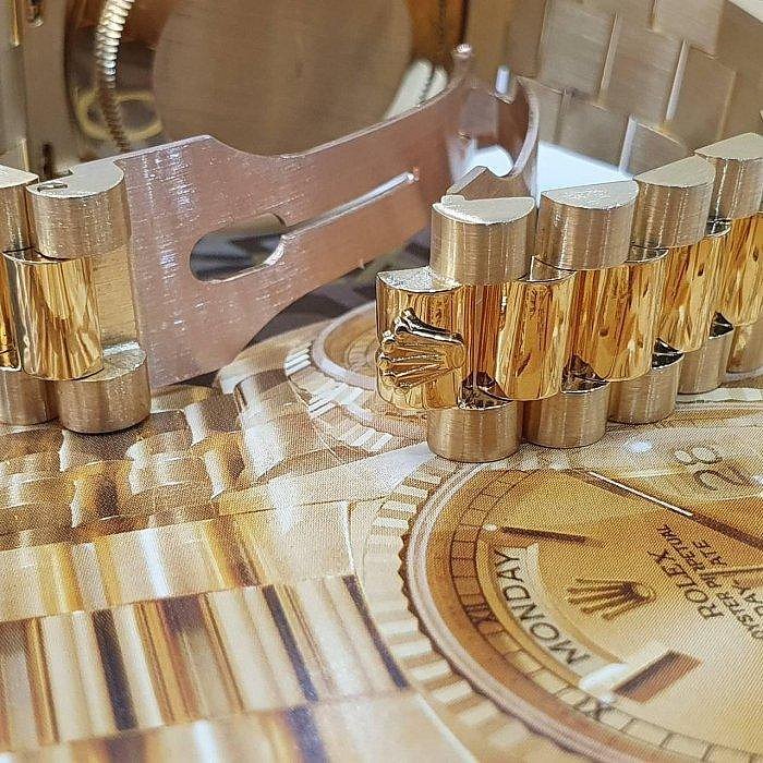 【大眾名錶】ROLEX 勞力士 18238 Day-Date 18K金 原廠銀白紀念十鑽面 錶徑36 B1147-5