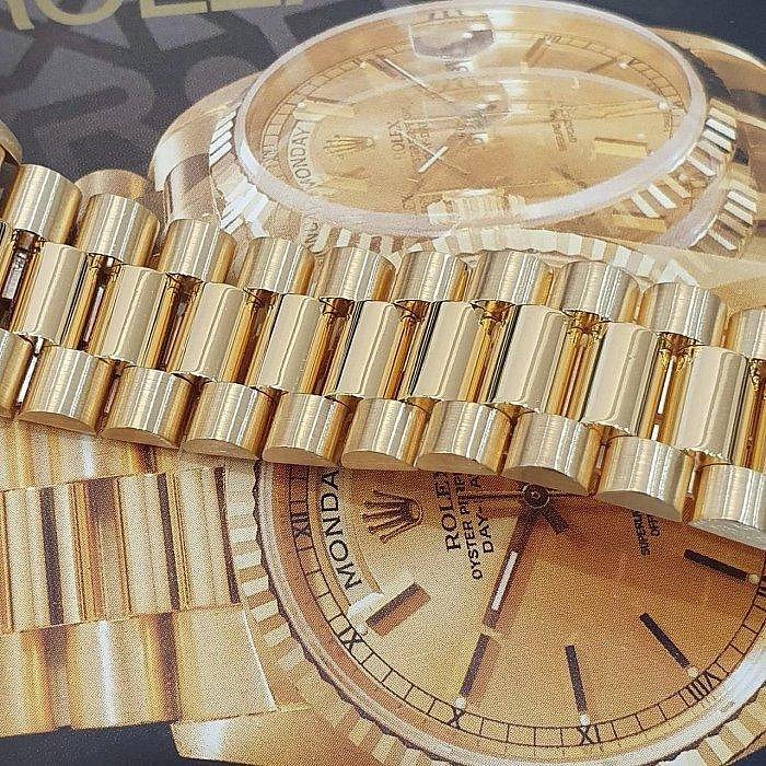 【大眾名錶】ROLEX 勞力士 18238 Day-Date 18K金 原廠銀白紀念十鑽面 錶徑36 B1147-7