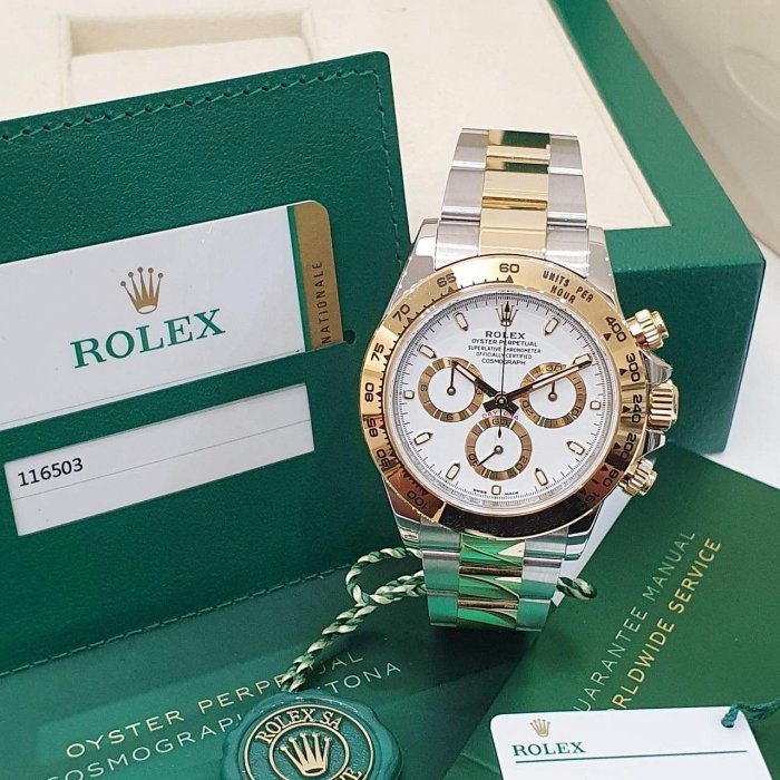 【大眾名錶】ROLEX 勞力士 116503 Daytona 2019/09熱門款 半金迪通拿 白色面盤 錶徑40mm 自動上鍊 G200-1