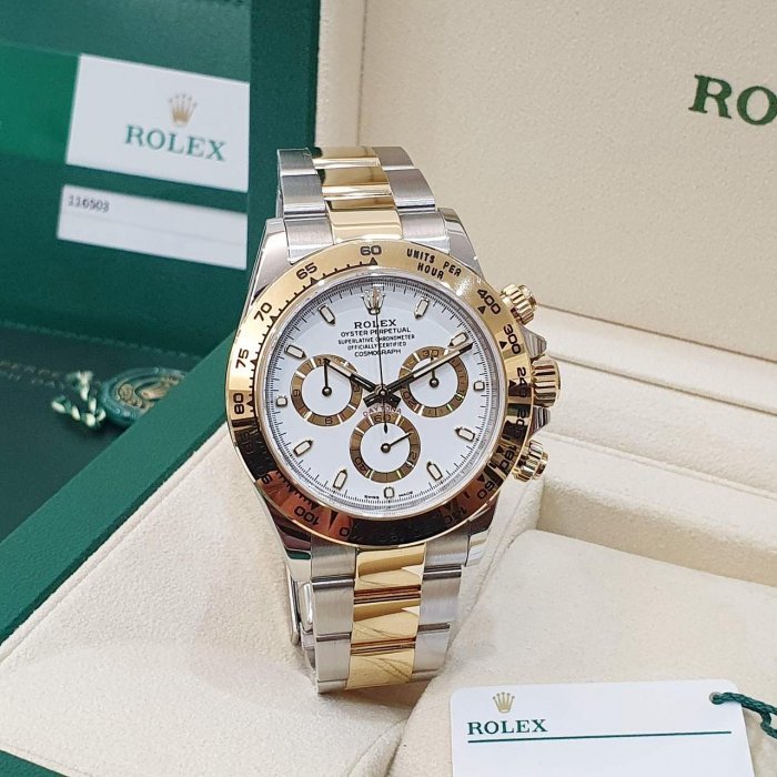 【大眾名錶】ROLEX 勞力士 116503 Daytona 2019/09熱門款 半金迪通拿 白色面盤 錶徑40mm 自動上鍊 G200-3