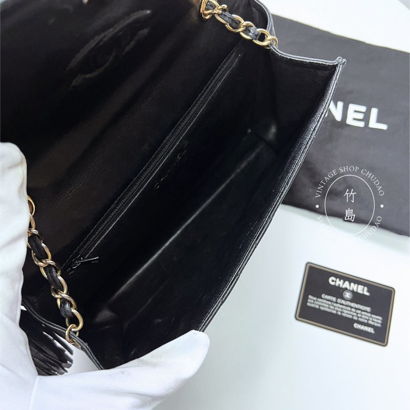 CHANEL 小羊皮 Matrasse菱格紋 鏈條 黑色 流蘇肩背包-4