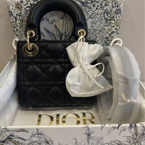 閒置❤️Dior/迪奧 micro lady 黑色金扣 戴妃包