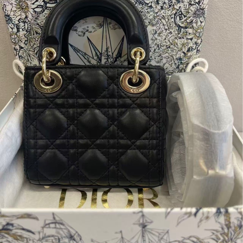 閒置❤️Dior/迪奧 micro lady 黑色金扣 戴妃包-1