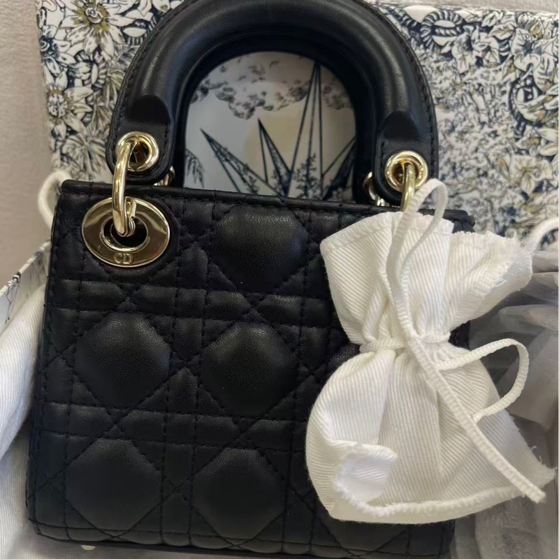 閒置❤️Dior/迪奧 micro lady 黑色金扣 戴妃包-2