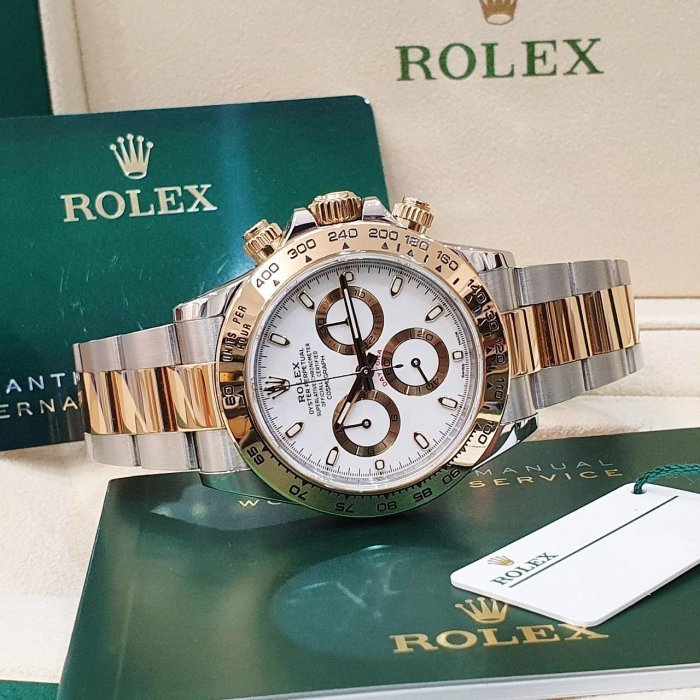 【大眾名錶】ROLEX 勞力士 116503 Daytona 2022/12綠卡 半金迪通拿 白色面盤 錶扣原廠膠膜 B1212-4