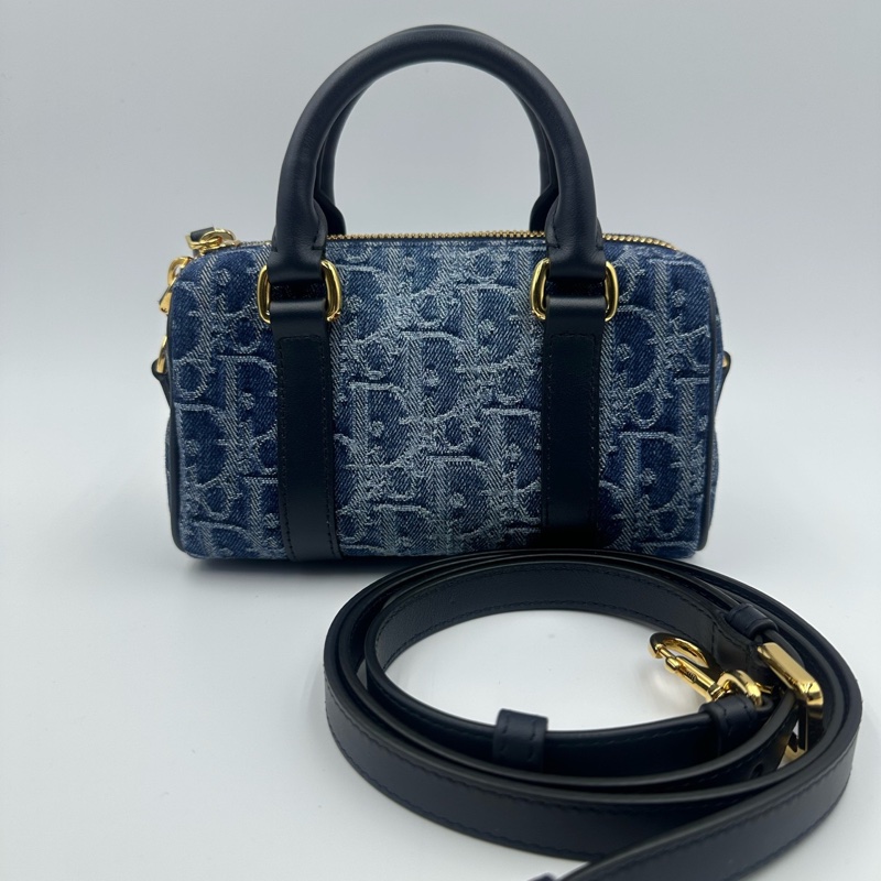 迪奧/Dior Dior Groove 16 丹寧 Denim老花迷你手袋 藍色-0
