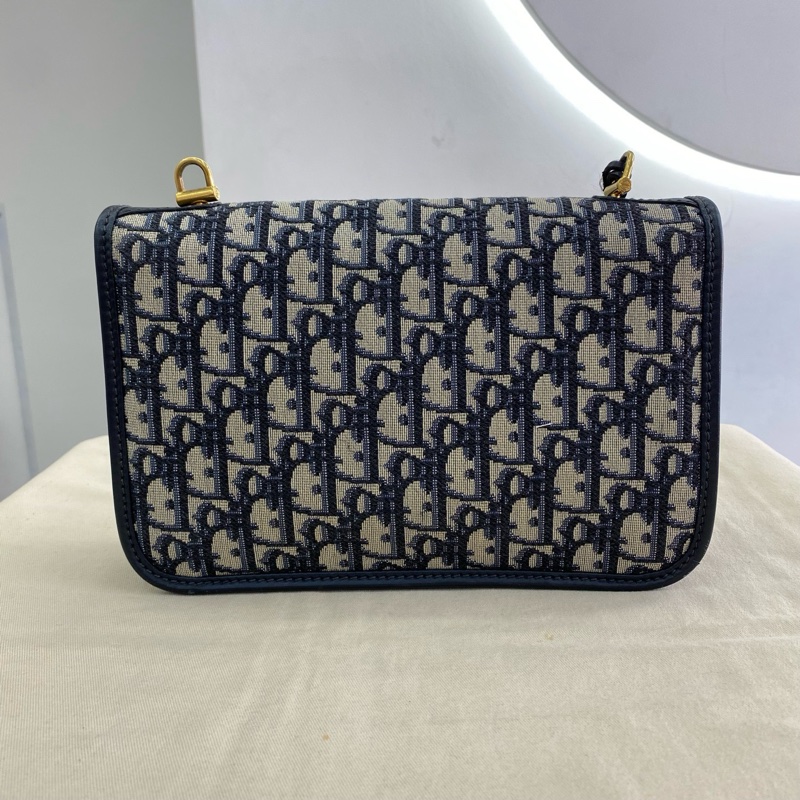 Dior迪奧addict flap系列經典帆布拼皮金扣中號 菱格鏈條包單肩斜挎包-1