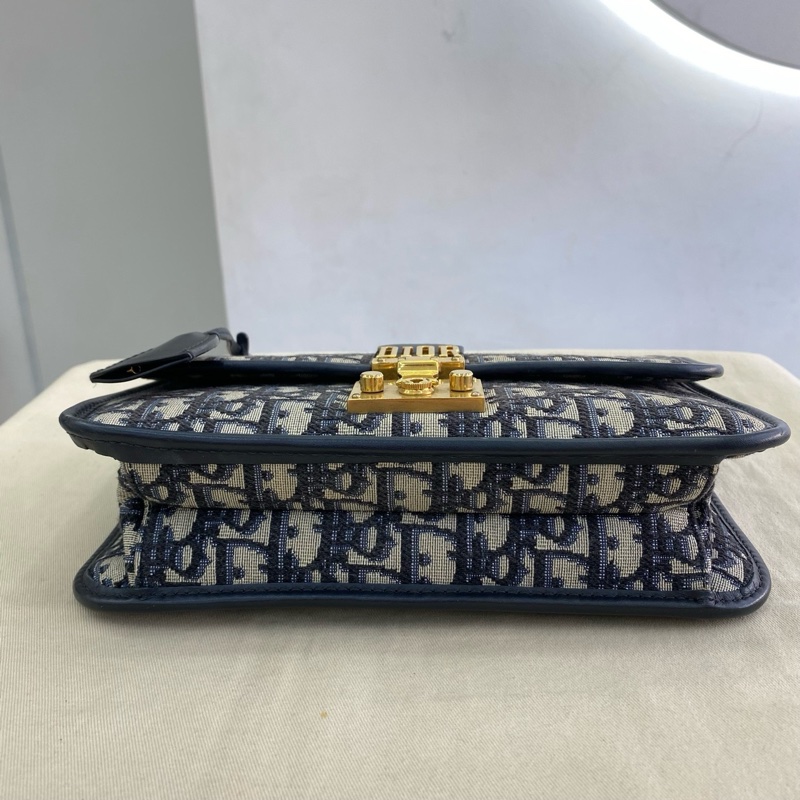 Dior迪奧addict flap系列經典帆布拼皮金扣中號 菱格鏈條包單肩斜挎包-2