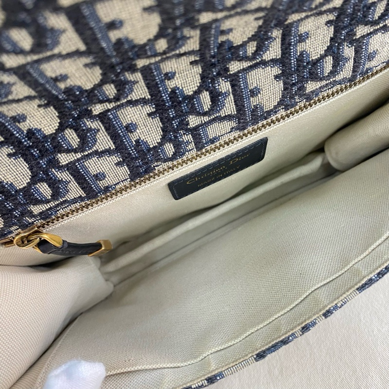 Dior迪奧addict flap系列經典帆布拼皮金扣中號 菱格鏈條包單肩斜挎包-5