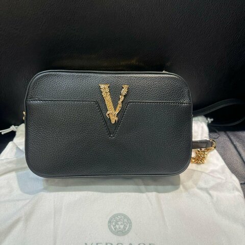 💎Han's house精品服飾💎 VERSACE 凡賽斯 女神頭 頂級黑牌 皮 斜背包