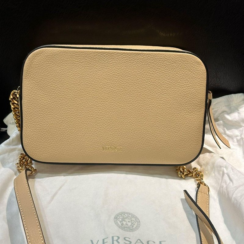 Han's house精品服飾💎 VERSACE 凡賽斯 女神頭 頂級黑牌 皮 斜背包-4