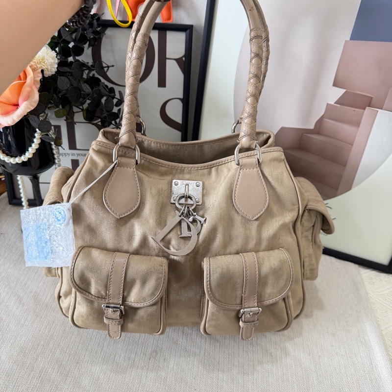 Dior/迪奧 奶油白中古老花醫生包托特包-0