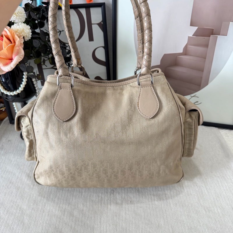 Dior/迪奧 奶油白中古老花醫生包托特包-1