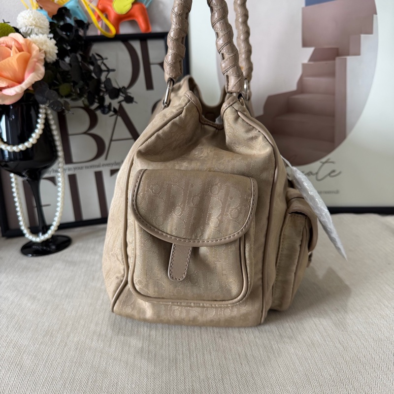 Dior/迪奧 奶油白中古老花醫生包托特包-2