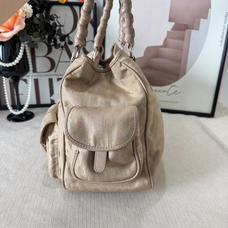 Dior/迪奧 奶油白中古老花醫生包托特包-3