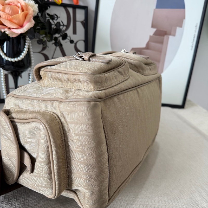 Dior/迪奧 奶油白中古老花醫生包托特包-4