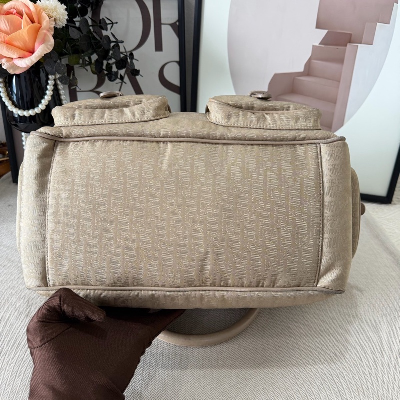 Dior/迪奧 奶油白中古老花醫生包托特包-6