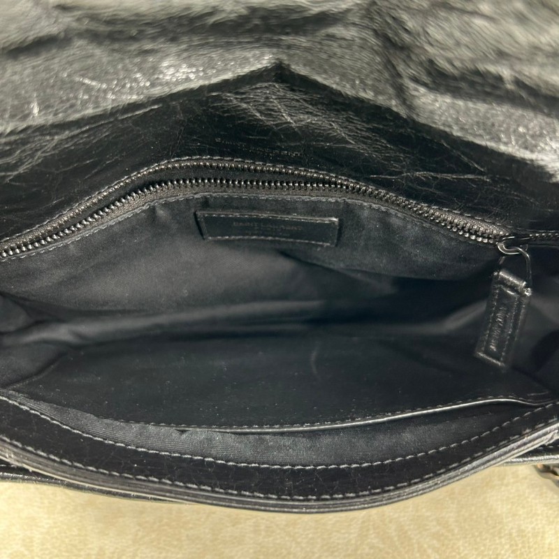 bj yff 專櫃價4.6折！SAINT LAURENT聖羅蘭   D扣 YSL Niki 黑鏈黑標Logo復古皺褶斜挎單肩包-14