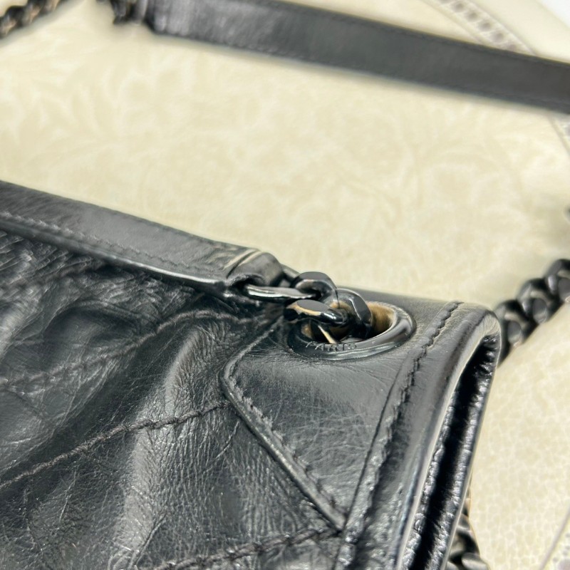 bj yff 專櫃價4.6折！SAINT LAURENT聖羅蘭   D扣 YSL Niki 黑鏈黑標Logo復古皺褶斜挎單肩包-15