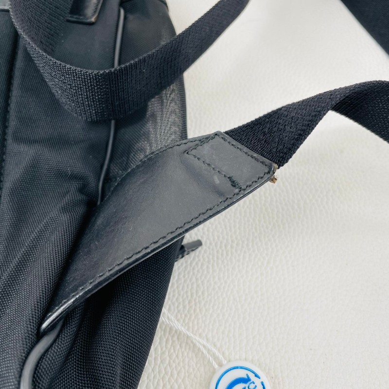 古馳/Gucci 黑色帆布拼網格雙肩包 輕便透氣 經典百搭 實用性強-18