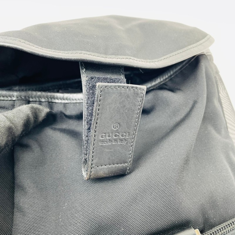 古馳/Gucci 黑色帆布拼網格雙肩包 輕便透氣 經典百搭 實用性強-19