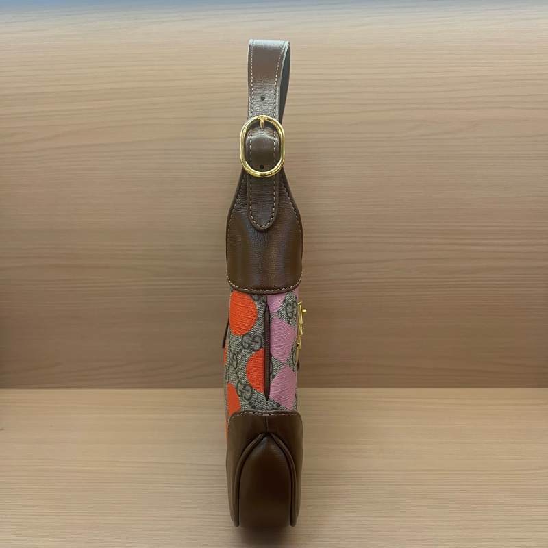 NO:273 Gucci古驰Jackie 1961限量款彩色条纹腋下包 棕色老花配彩色条纹 手提斜挎两用包-2