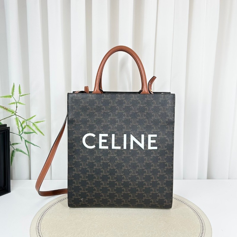 賽琳/Celine  經典Triomphe老花托特包 經典凱旋門印花 搭配棕色皮帶 時尚又耐看 休閒百搭款-0