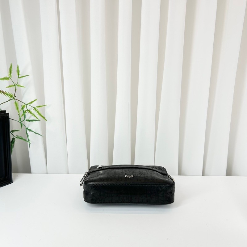 迪奧/Dior Safari  黑色全皮拉鍊相機包單肩斜挎包 五金銀色logo 可手拿也可單肩斜挎 實用百搭-2