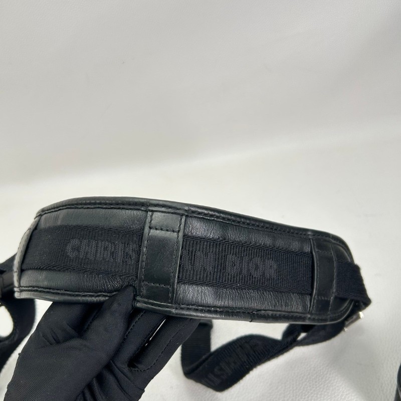 迪奧/Dior Safari  黑色全皮拉鍊相機包單肩斜挎包 五金銀色logo 可手拿也可單肩斜挎 實用百搭-8